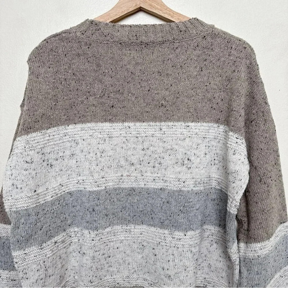 Lulus Womens  M Snuggle Season Grey Multi Striped Balloon Sleeve Sweater - Picture 11 of 13